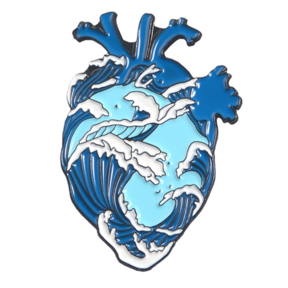 2 Matching Anatomy Heart Scrub Pins Blue Surf Wave - Picture 3 of 13